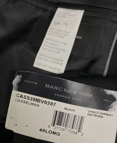 Marc New York Men's Black Modern-Fit 2-Piece Jacket Pants Suit Size 48L - Picture 10 of 10