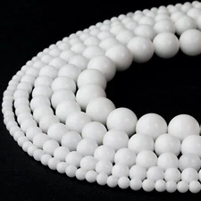 Natural White Jade Beads Strand Round For Jewelry Making 4mm 6mm 8mm 10mm 12mm