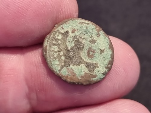 Roman bronze unresearched coin found in Yorkshire, Britain uncleaned con. LA44d