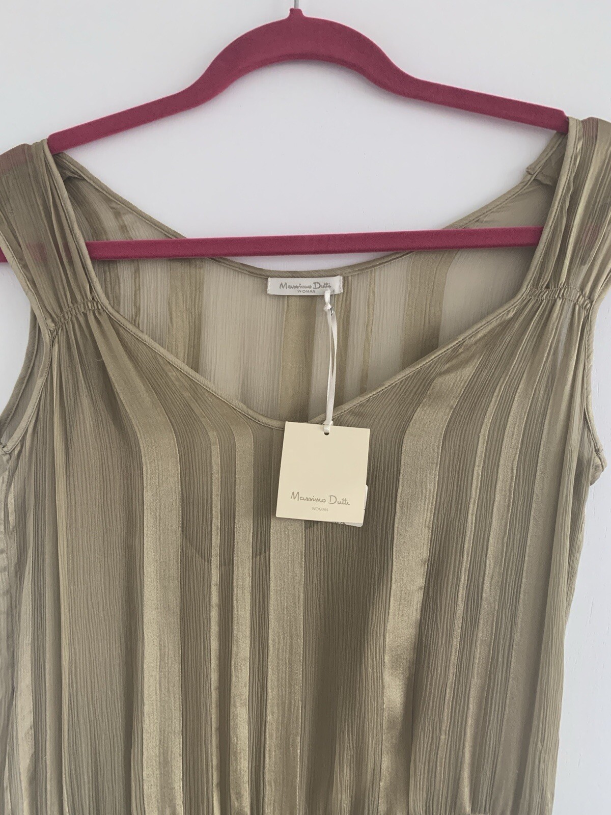 Massimo Dutti Gold Dress with sequin belt Size 8 image 5