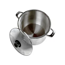 30Qt Stainless Steel Stock Pot,with Lid,Tempered Glass Lid & Double Side Handles
