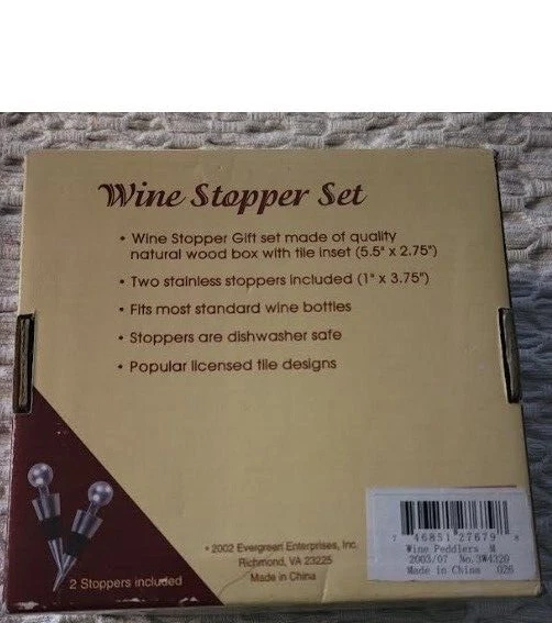 Jennifer Garant Peddler de Vinho Chef Rolha de Vinho Inserção de Azulejo Caixa de Madeira, NOVO - Imagem 4 de 4