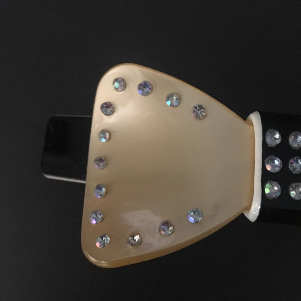 Clip de pelo vintage con pasador de moño cola de caballo coral negro estrás Foto 4 de 4