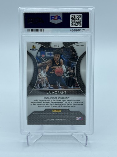 JA MORANT 2019 Panini Prizm DP Pink Pulsar #2 Memphis Grizzlies SP Rookie PSA 9 - Picture 2 of 3