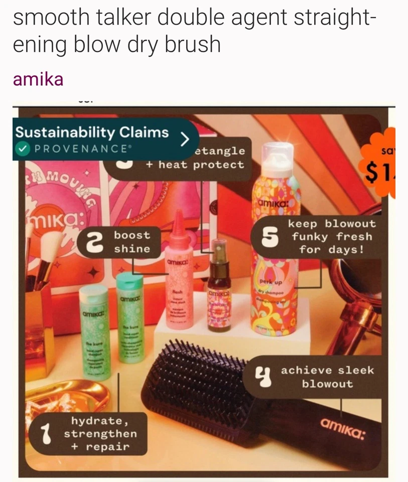 Kit de brillo champú acondicionador alisador suave húmedo a seco Amika Foto 3 de 4