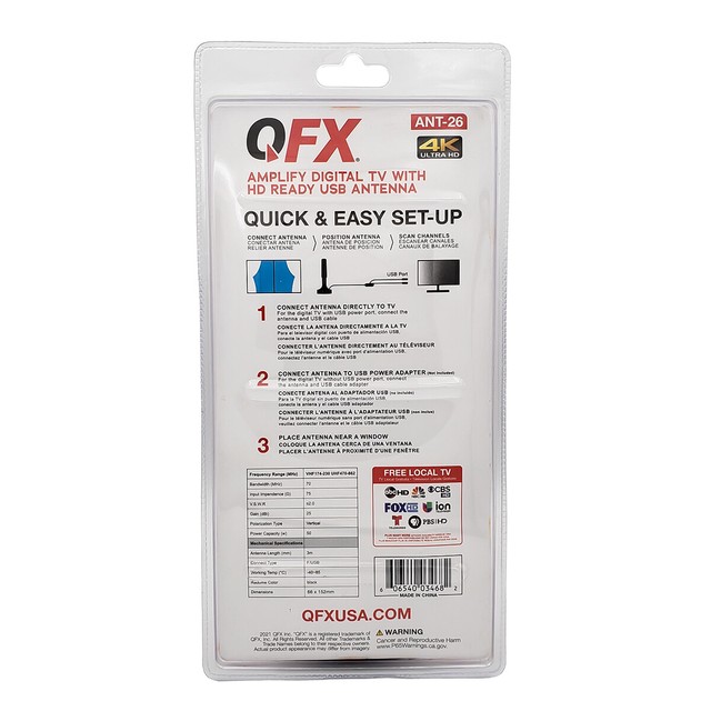 QFX ANT26 Amplified Digital TV & HD Ready Base Indoor Antenna