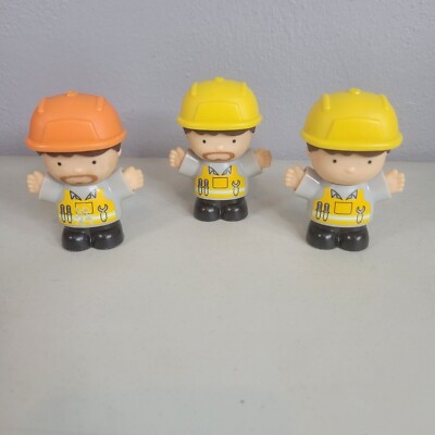 Playgo Mini Wheels Man Mechanic Toy Lot 3'' Figure Yellow OJ Hard Hat Tool Pics