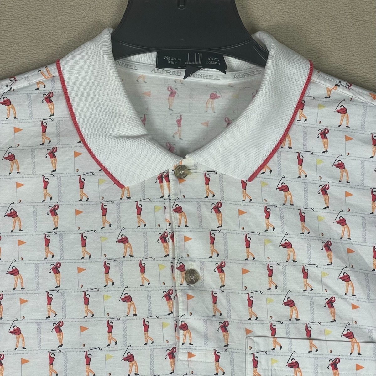 dunhill メンズ Lサイズ ゴルフ　シャツ Dunhill Mens L Polo Golf Shirt Slim Fit Pocket White 100