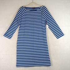 GAP Women's Blue & White Striped Long Sleeve Sheath Midi Dress Size M
