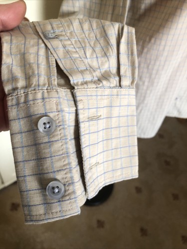 SAND Copenhagen Men's Beige Blue Check Cotton Long Sleeve Collared Shirt Size XL - Picture 5 of 12