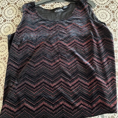 Size 1X Special Occasions Lifestyle Impressions Black & Red Metallic Top #339