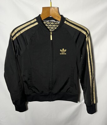 Adidas Felpa Retro Nero Oro Taglia XS Sportiva Donna Women Jacket  Sweatshirt | eBay