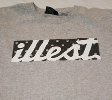 Illest Gray Logo Mens T-shirt Cotton Crew Neck Size M Illest Gray Logo Mens T-shirt Cotton Crew Neck Size M