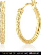 Dainty 14K Gold Hoop Earrings for Women, Engravable Lightweight Design