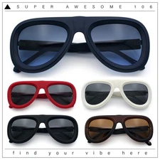 Mens Retro Mobster Cupped Thick Plastic Windbreak Racer Oversized Sunglasses