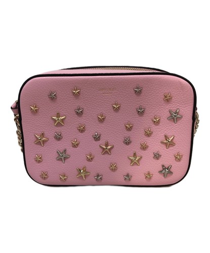Jimmy Choo LULLABY U Studded Shoulder Bag Pink Women Used Authentic