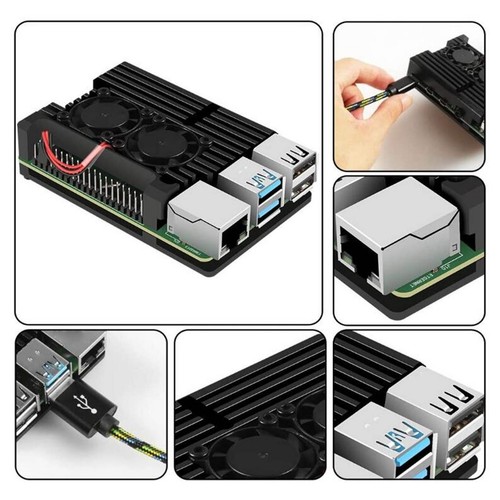 For RasPi 4b Heatsink Good Heat Dissipation For RasPi 4b Cooling Metal Case W CB - Afbeelding 8 van 22