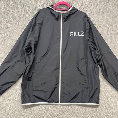 Gillz Jacket Mens XXL Black Hooded Windbreaker Rain Fishing Outdoors