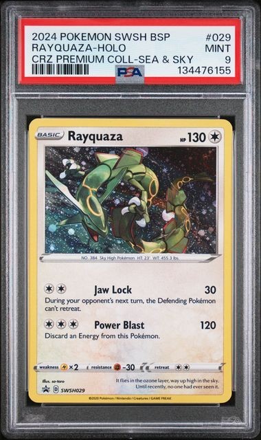 Pokemon PSA 9 MINT Rayquaza #029 Sea And Sky Black Star Promo
