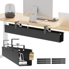  Upgraded 28.4" Under Desk Cable Management Tray, Large 28.4 inch , Balck