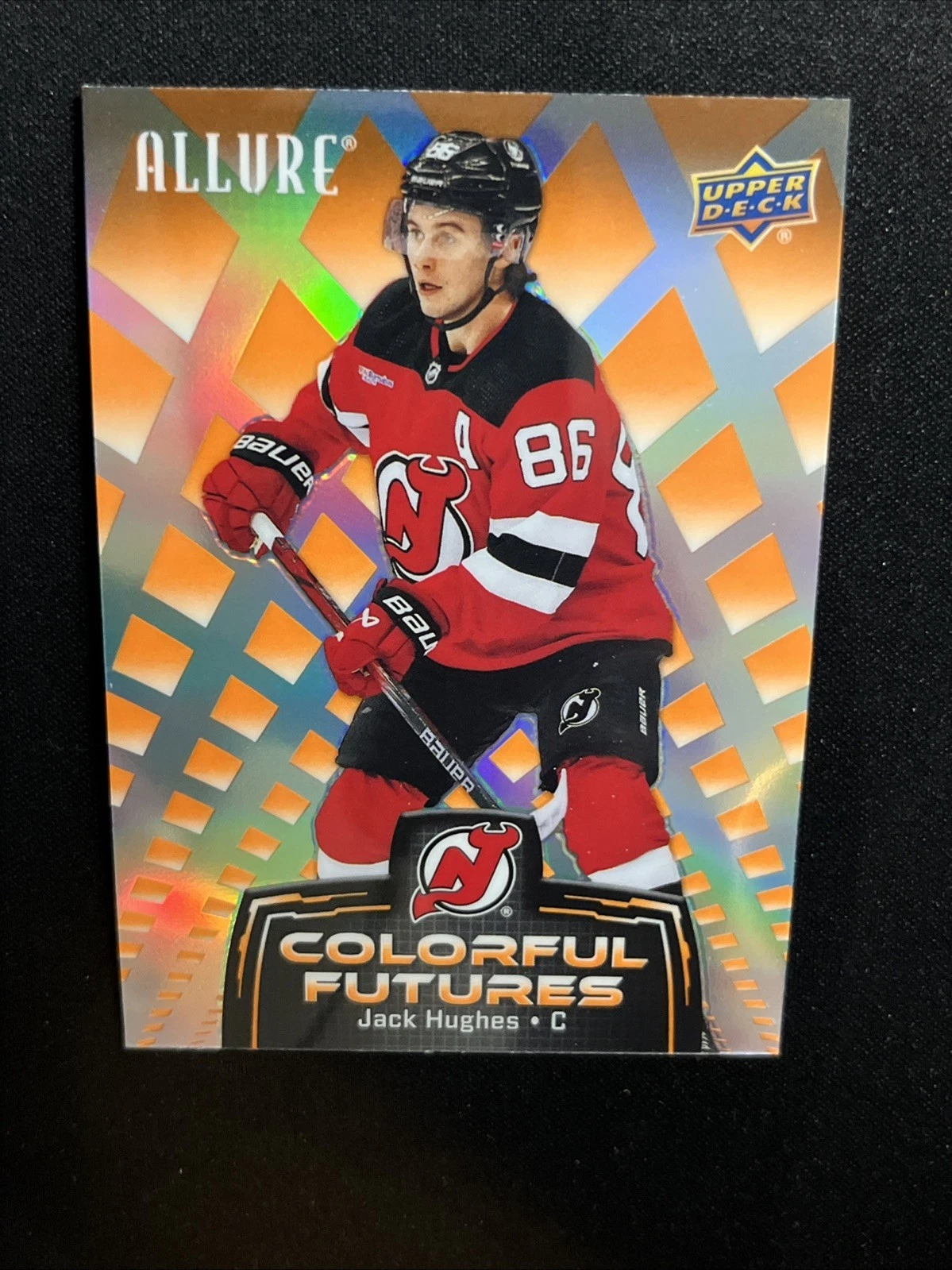 24-25 UD Allure Hockey Colorful Futures Orange Parallel CF-15 Jack Hughes