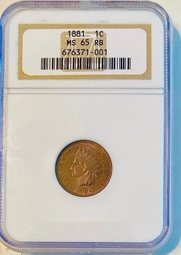 1881 INDIAN HEAD CENT NGC RED BROWN  MS 65
