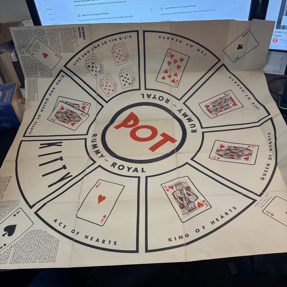 VINTAGE 1937 Rummy Royal Game 1 Mat & Box Large 30"x30" Whitman - Image 2 of 3