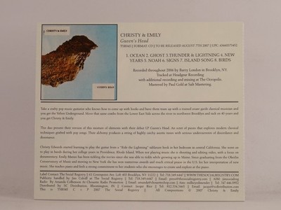 CHRISTY AND EMILY GUEEN'S HEAD (553) 8 Track Promo CD Album including Picture Sl