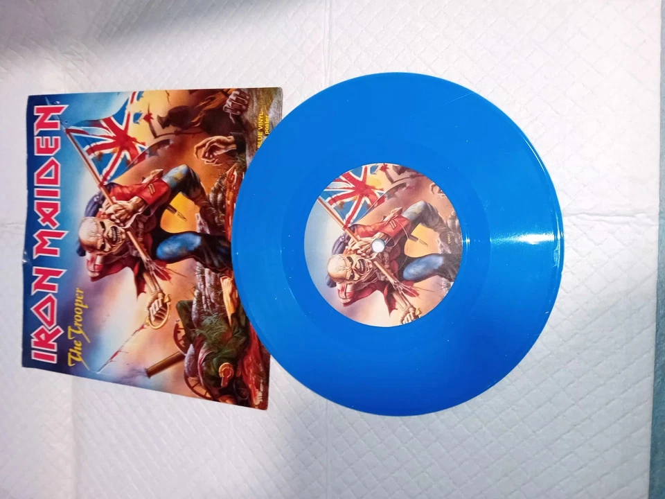NEW! IRON MAIDEN - The Trooper 7" Blue Vinyl + POSTER+Stickers - Image 4 of 4