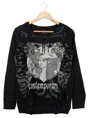 MUNICH FREEDOM Longsleeve Damen Shirt Gr. DE 38 schwarz-hellgrau-grau