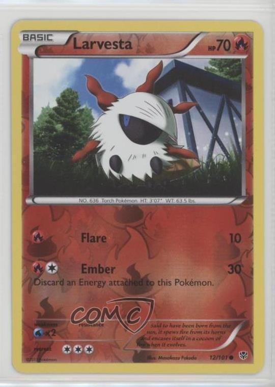 Larvesta Reverse Foil Pokémon Black & White Plasma Blast #12