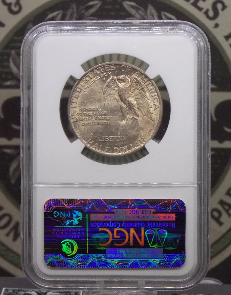 1925 Commemorative *STONE MOUNTAIN* Half Dollar 50c NGC MS65 #021 Gem BU ECC&C - Image 4 of 4