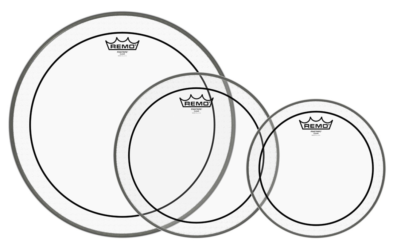 Remo Pinstripe Clear Tom Rock Fusion Drum Head Set PP-1472-PS