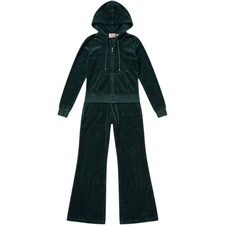 Juicy Couture Velour Tracksuit Teal Green Hoodie M Flare Pants S 10162 20109