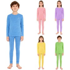 Boys Girls Base Layer Top and Bottom Set Kids Long Johns Thermal Underwear