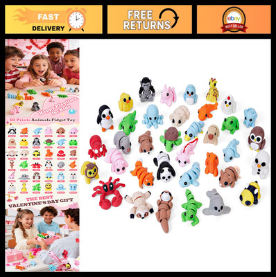 36PCS 3D Printed Animal Figurines Set - Flexible Mini Fidget Toys, Cute Desk Dec
