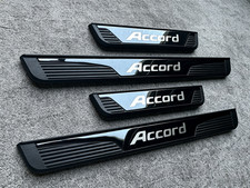 Fit For Accord Caraccessories Door Sill Protector Scuff Plate Mirror Black X4