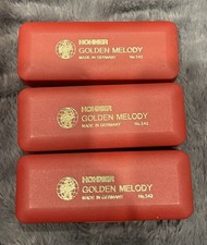 Lot of 3 Hohner Golden Melody Harmonica Cases Red No. 542 Made in Germany