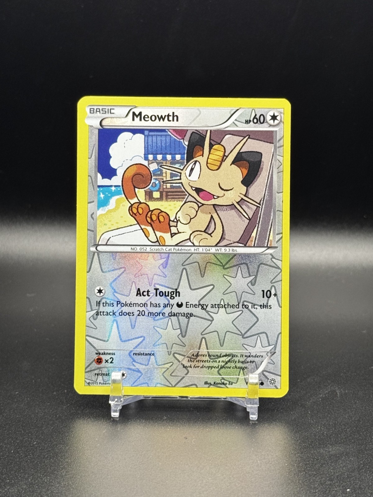 2015 POKEMON XY ANCIENT ORIGINS #61 MEOWTH COMMON REVERSE HOLO - NM