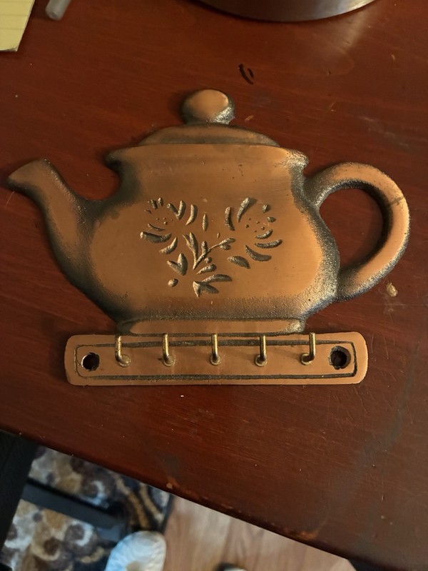 Vintage KEY HOLDER WALL  HANG PLATZGRAFF COPPER TEAPOT KEYS-MARKED RARE ESTATE