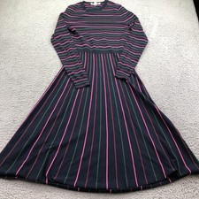 Boden Dress Womens 4 Blue Stripe Fit Flare Sweater Long Sleeve Knit Knee Length