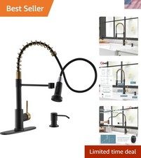 Versatile Black  Gold Kitchen Faucet with Soap Dispenser and Easy Installation
