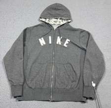 Nike Hoodie Mens Large Gray Full Zip Fleece Camo Hood Pockets Athletic