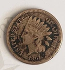 1861 Copper Nickel Indian Head Cent Full LIBERTY Dark Fine Details - C 9913