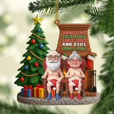 Naughty Old Couple Ornament   Funny Xmas Gift   Personalized for Husband/Wife