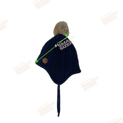 H&M Kids Winter Hat Navy Blue Cable Knit Pom Ear Flaps 3T 4T