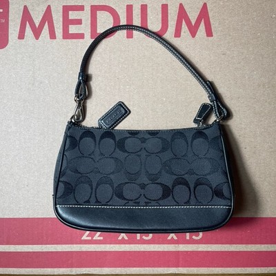 VTG Coach Signature Demi 6094 Black Leather Shoulder Bag Purse Monogram