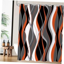 Shower Curtain, Modern Abstract Black Grey 72"W x 72"L Pack of 1 Orange