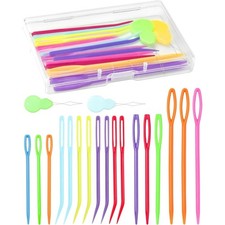 Assorted Bent Tapestry Needles Darning Weaving Needles Plastic Large Eye Blunt