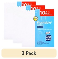 3 pack Flushable Wet Wipes, Fresh Scent, 480 Wipes, 10 Pack